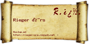 Rieger Örs névjegykártya